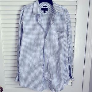 Jos. A. Bank Reserve No Wrinkle Tailored Fit Blue Plaid Shirt 17.5-34